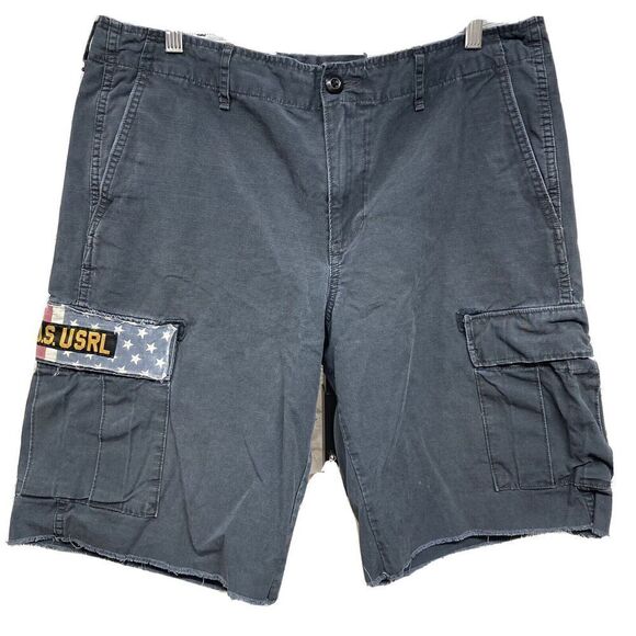 Denim & Supply Ralph Lauren gray cargo shorts size 36 USA Flag - Picture 1 of 7